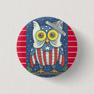 4 JULI AMERICAN OWL, BIRD BUTTON Round