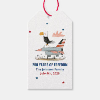 4 juli Amerika 250ste Verjaardag Adelaar Straaljag Cadeaulabel