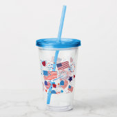 4 juli Amerikaans Vlag Vuurwerk Vlag van het Vlag Acryl Drinkbeker (Achterkant)