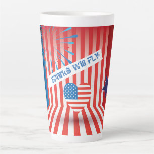 4 juli Amerikaans Vlag Vuurwerk Vlag van het Vlag Latte Mok