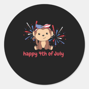 4 juli Amerikaanse aap voor kinderen in het Amerik Ronde Sticker