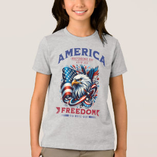 4 juli Amerikaanse Adelaar Sublimatie-61901 Tri-Blend Shirt