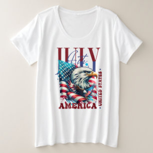 4 juli Amerikaanse Adelaar Sublimatie-61904 Grote Maat T-shirt