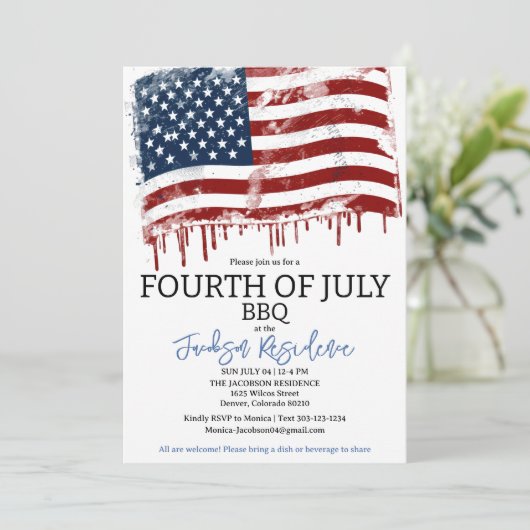 4 juli Amerikaanse BBQ Party Kaart (Staand voorkant)