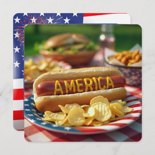 4 juli Amerikaanse hotdog Kaart (Voorkant / Achterkant)