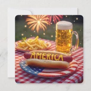 4 juli Amerikaanse hotdog Kaart