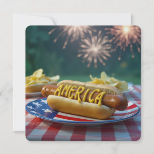 4 juli Amerikaanse Hotdog Kaart