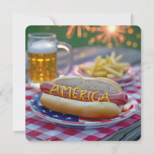 4 juli Amerikaanse Hotdog Kaart