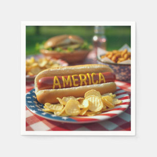4 juli Amerikaanse hotdog Servet