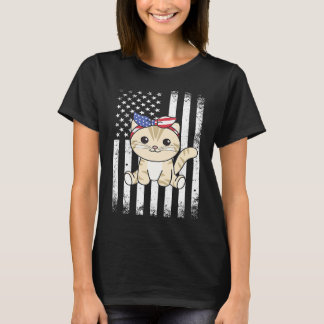 4 juli Amerikaanse kat voor kinderen Cute Usa Kat  T-shirt