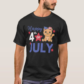 4 juli Amerikaanse kat voor kinderen Schattige USA T-shirt