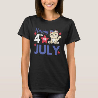 4 juli Amerikaanse kat voor kinderen Schattige USA T-shirt