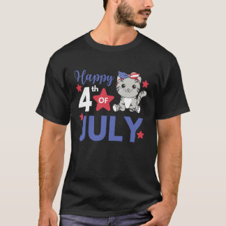 4 juli Amerikaanse kat voor kinderen Schattige USA T-shirt
