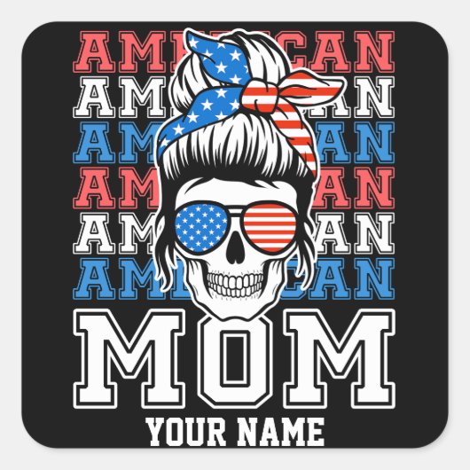 4 juli Amerikaanse Moeder Patriottisch Gepersonali Vierkante Sticker (Voorkant)