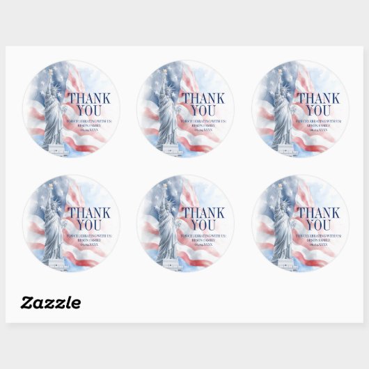 4 juli Amerikaanse Onafhankelijkheidsdag Dank u vo Ronde Sticker (Vel)