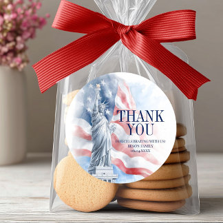 4 juli Amerikaanse Onafhankelijkheidsdag Dank u vo Ronde Sticker
