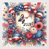 4 juli Amerikaanse Onafhankelijkheidsdag Rood Wit  Raamsticker (Vel)