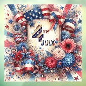 4 juli Amerikaanse Onafhankelijkheidsdag Rood Wit  Raamsticker (Vel 3)