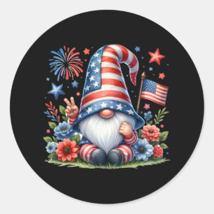 4 juli Amerikaanse patriottische gnoom USA Indepen Ronde Sticker