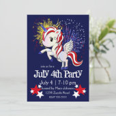 4 juli Amerikaanse Unicorn Pegasus-regenboog Kaart (Staand voorkant)
