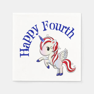 4 juli Amerikaanse Unicorn Pegasus-regenboog Servet