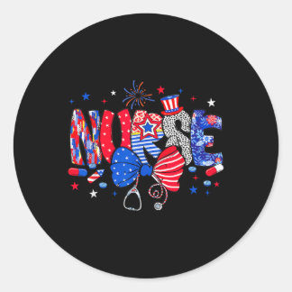 4 juli Amerikaanse verpleegster Stethoscoop Coquet Ronde Sticker