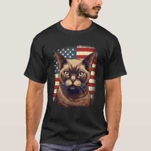 4 juli Amerikaanse vlag Birmaanse kat 1 T-shirt