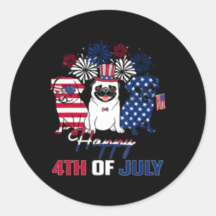 4 juli Amerikaanse vlag drie rode witte rode stekk Ronde Sticker