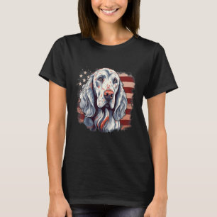4 juli Amerikaanse vlag Engelse Setter Dog T-shirt