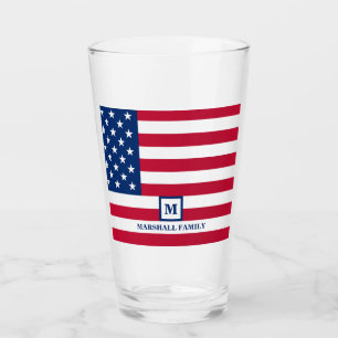 4 juli Amerikaanse vlag Gepersonaliseerd monogram Glas