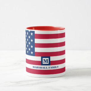 4 juli Amerikaanse vlag Gepersonaliseerd monogram Mok