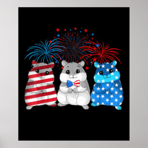 4 juli Amerikaanse vlag Happy Guinee pig Poster