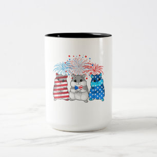 4 juli Amerikaanse vlag Happy Guinee pig Tweekleurige Koffiemok