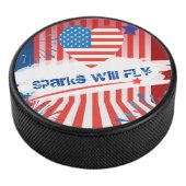 4 juli Amerikaanse vlag hart gepersonaliseerd Hockey Puck (3/4)