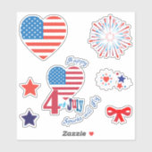 4 juli Amerikaanse Vlag Hart ster Patriotic Sticker (Vel)