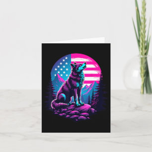 4 juli Amerikaanse vlag huilende wolf onder de VS Kaart