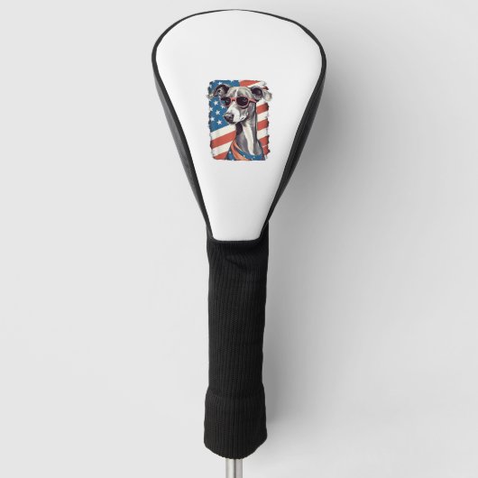 4 juli Amerikaanse vlag Italiaanse windhond Golfheadcover (Voorkant)