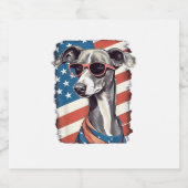 4 juli Amerikaanse vlag Italiaanse windhond Sparkling Wijnetiket (Enkel label)