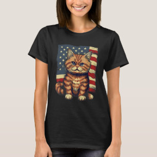 4 juli Amerikaanse vlag Munchkin Cat T-shirt