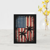 4 juli Amerikaanse vlag Palmboom Bomen VS Amerika  Kaart (Gele Bloem)