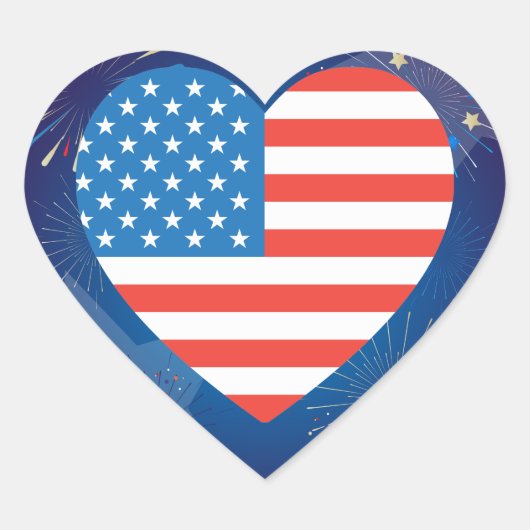 4 juli Amerikaanse Vlag Patriotic Hart Sticker (Voorkant)