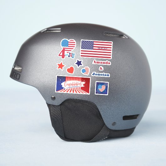 4 juli Amerikaanse Vlag Patriotic Sticker (Helm Zijkant)