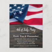 4 juli Amerikaanse vlag Patriottisch Uitnodiging Briefkaart (Voorkant)