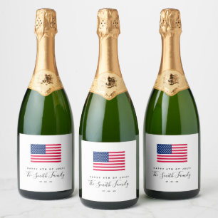 4 juli Amerikaanse vlag Sparkling Wijnetiket