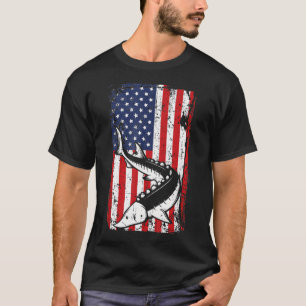 4 juli Amerikaanse vlag Steur vissen Vader Gra T-shirt