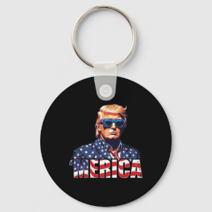 4 juli Amerikaanse vlag Trump  outfit Sleutelhanger