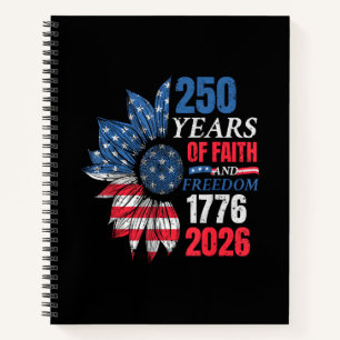 4 juli Amerikaanse vlag vintage 250 jaar 1776 2 Notitieboek
