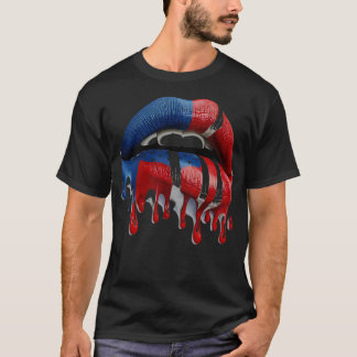 4 juli Amerikaanse vlag vrouwen lippen waar de lip T-shirt