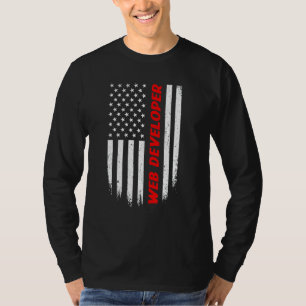 4 juli Amerikaanse vlag Webontwikkelaar Mannen Vro T-shirt