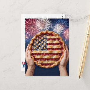4 juli Amerikaanse vlagkorst op een kersenpastei Briefkaart